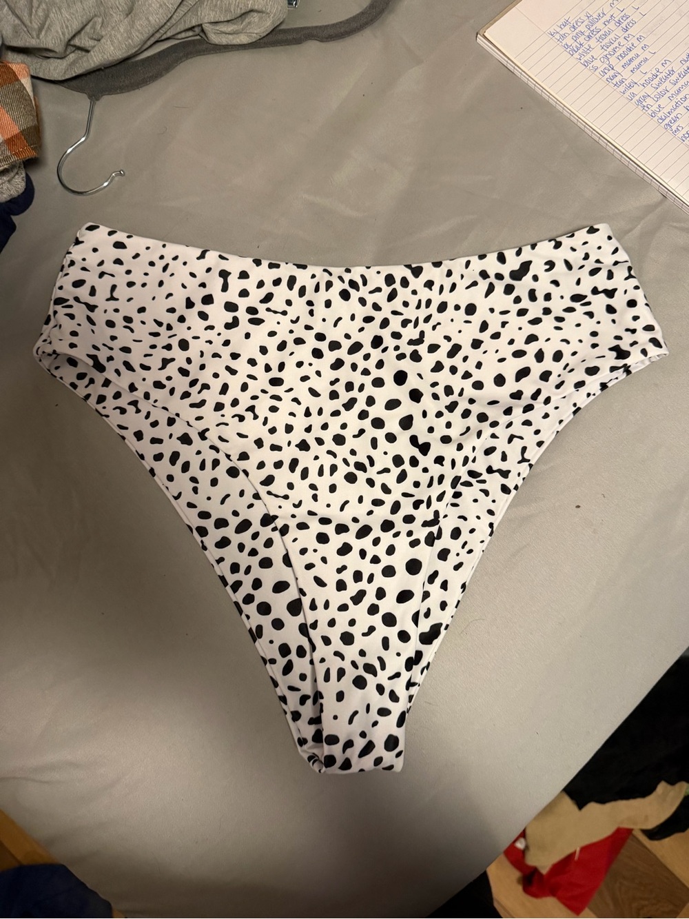 High-Waist Dalmatian Print Swim Bottoms - Black/White